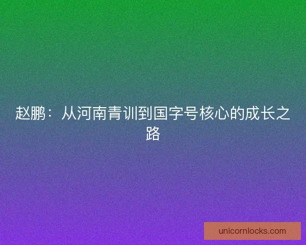 赵鹏：从河南青训到国字号核心的成长之路